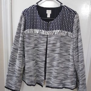 Chico's Gray/Black Ruffled Poncho Jacket